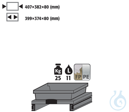 pull-out shelf with PE-sump panel melamine/PP for K90 B1100/1400 407x382x80
