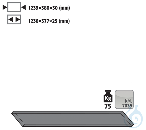 shelf sh.steel lam. for G90 B1400 1239x380x30