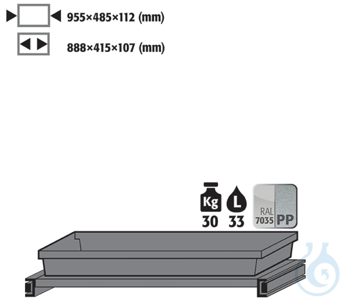pull-out shelf AbZ sh.st. pow-coat./PP for CS B1055 955x485x112