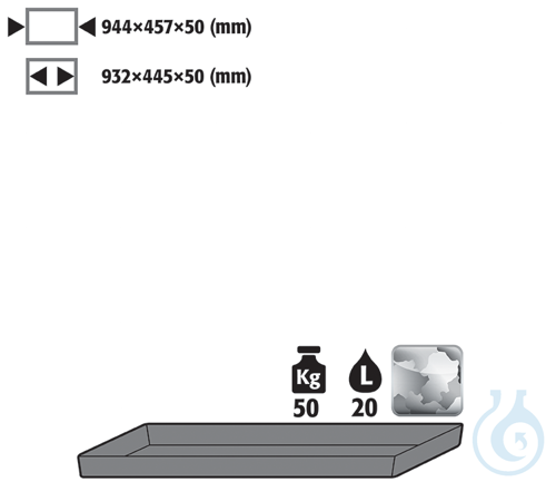 tray shelf sh.steel galv. for E/EP B950 944x457x50