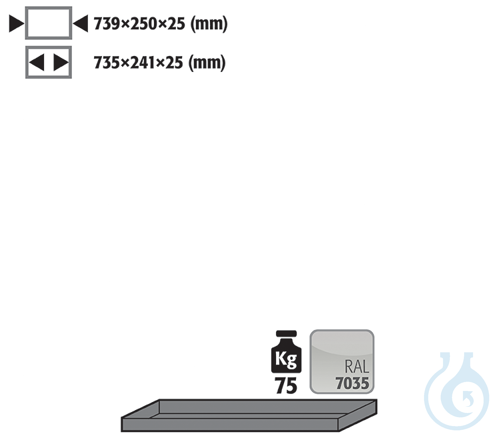 shelf sh.steel lam. for G90 B900 739x250x25
