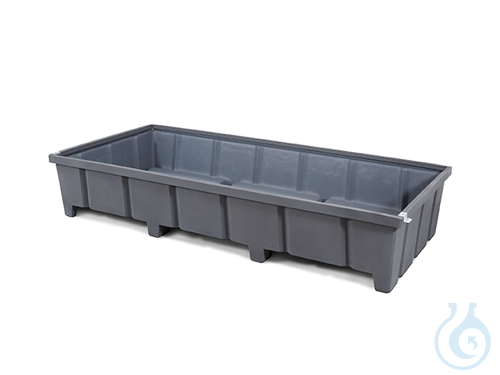 Rekbak, PE grijs, toegankelijk voor heftruck, V=1000L, 2680x1315x490