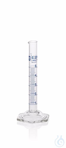 Grad.cyl. tall form BLAUBRAND A DE-M, 5 ml: 0,1 ml, Boro 3.3