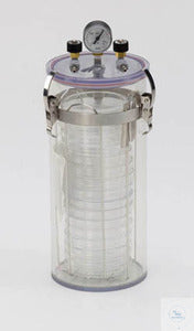Anaerobic jar ''crystal'', with manometer/valves, 3 liters