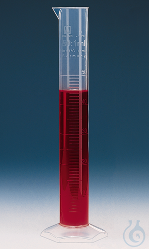 Graduated cylinder, tall form, 50 ml: 1 ml, PP, embossed scale
