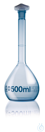 Vol. flask BLAUBRAND PUR coated A DE-M, 200 ml, Boro 3.3, NS 14/23, PP-stopper