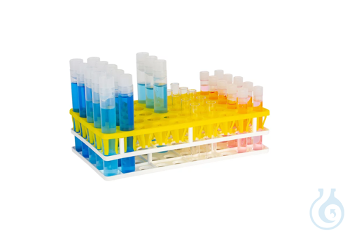 Multistand Plus for Sample Tubes Ø 12-18 mm, PP, 5 x 10 positions, white- yellow