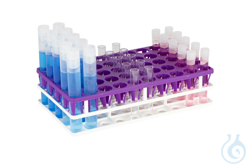 Multistand Plus for Sample Tubes Ø 12-18 mm, PP, 5 x 10 positions, white- violet