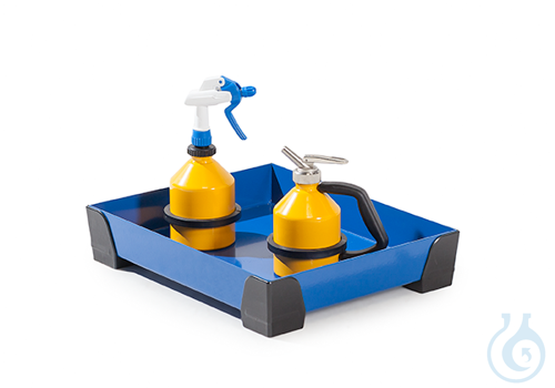 Sump for small containers steel lam. blue PE feet V=10L, 500x400x95