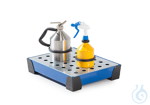 Sump for small containers steel lam. blue PE feet V=10L, 500x400x95