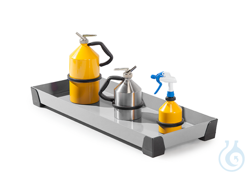 Sump for small containers, stainless steel PE feet V=20L, 987x400x95