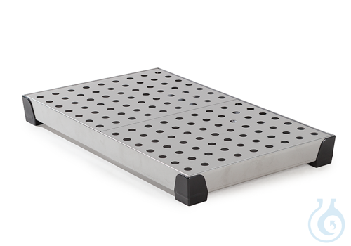 Sump for small containers, stainless steel PE feet V=30L, 987x600x95