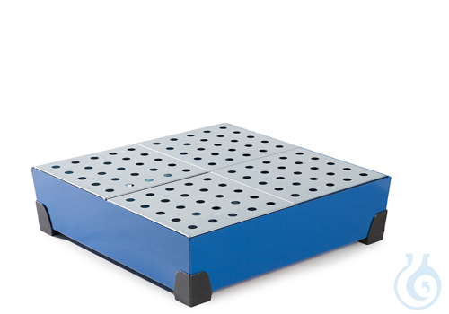 Sump for small containers steel lam. blue PE feet V=90L, 774x774x200