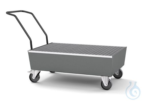 Sump pallet steel lam. grey grid galv. mobile V=205L, 1700x815x995