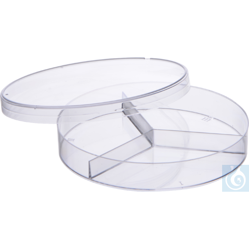 Moonlab® Petrischale, Ø: 90 mm, Höhe: 15 mm, 3 Fächer, 3 Nocken, klar, steril, P