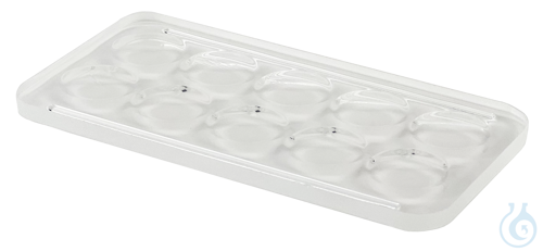 Glass spot plates with 10 numbered cavities ca. 105x55x5 mm