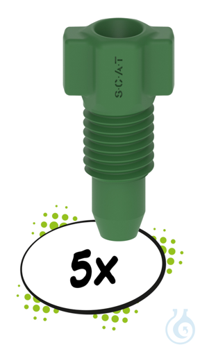 PE fitting with integrated ferrule, 1,6 mm OD, quantity = 5 pieces, green, Green