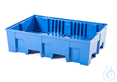 Rack sump PE raw blue,w/o grid,220L,865x1245x350,for stacking rack nar