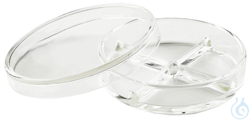 Petri dishes of DURAN® base with two equal compartments 10 x 2 cm