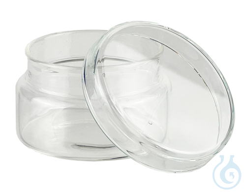Glass boxes with overlapping cover H x Ø ca. 40 x 80 mm