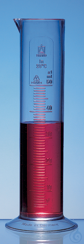 Graduated cylinder, low form,, 25 ml: 0,5 ml, PP, embossed scale