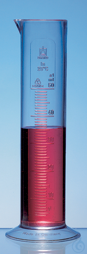 Graduated cylinder, low form,, 100 ml: 2,0 ml, PP, embossed scale