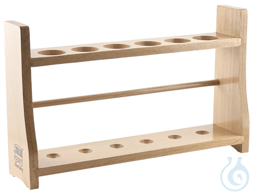 Test tube racks, wooden for 12 tubes up to approx. 22 mm Ø, with 6 pins