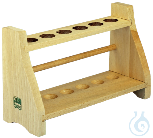 Test tube racks, wooden, for tubes up to approx. 18 mm Ø for 6 tubes, without