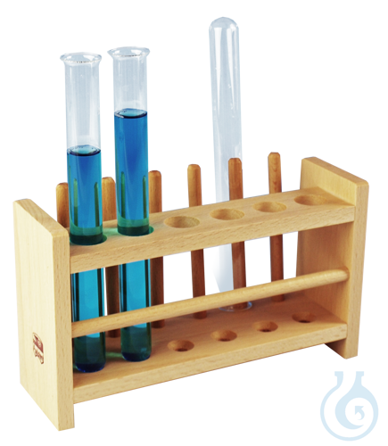Test tube racks, wooden, for tubes up to approx. 18 mm Ø for 6 tubes, with 6