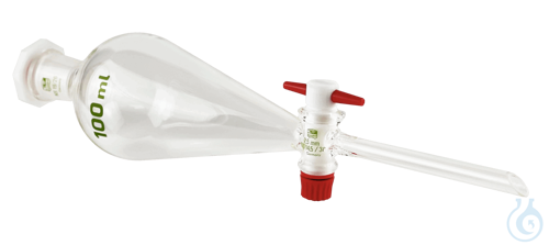 Separatory funnels, borosilicate glass 3.3, Squibb, with interchangeable plastic
