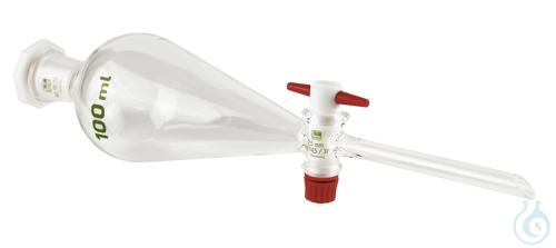 Separatory funnels, borosilicate glass 3.3, Squibb, with interchangeable plastic