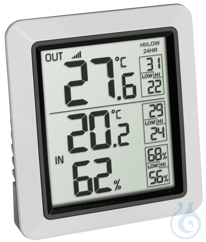 Wireless thermometer, display of indoor and outdoor temperature and humidity,