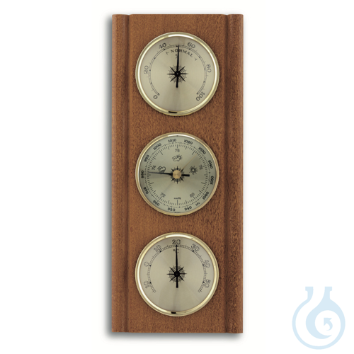 Barometer station with thermometer, oak wood ca. 27 x 11 cm