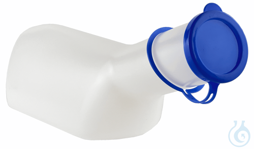 Male urinal of polyethylene, with approximate scale with cover 1000 ml