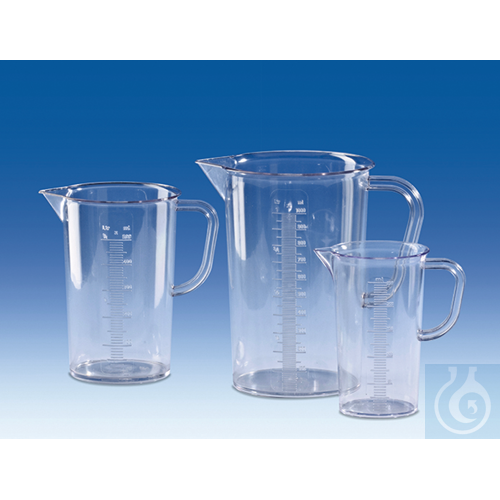 Graduated pitchers, SAN, moulded scale, 250 ml : 5 ml