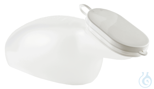 Female urinal of polypropylene, approximate scale, with cover 1000 ml