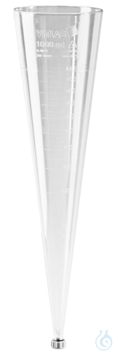 Imhoff sediment cone of SAN, with scale and screw cap at outlet