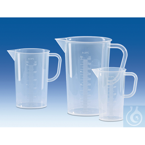 Graduated beakers, PP, raised scale Volume 1000 ml, Graduation 10 ml