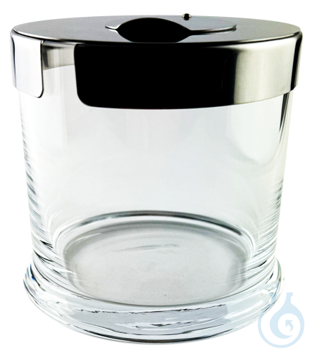 Cotton dispenser of glass with cover of stainless steel (without cotton) 8x8 cm