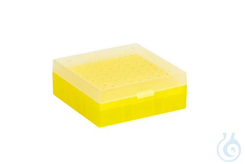 ratiolab® Cryo Boxes, PP, yellow, grid 9 x 9, 133 x 133 x 75 mm