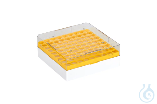 Cryo Boxes, PC, grid 9 x 9, yellow, 132 x 132 x 52 mm