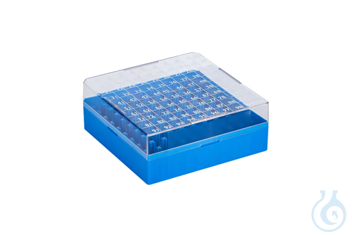 Cryo Boxes, PC, grid 10 x 10, blue, 132 x 132 x 52 mm