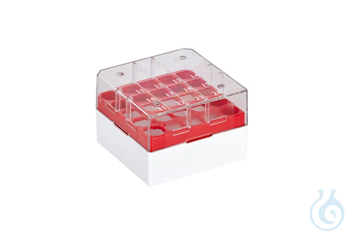 Cryo Boxes, 1/4-format, PC, grid 5 x 5, red, 76 x 76 x 52 mm