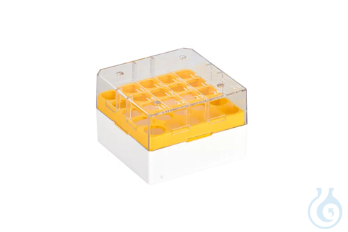 Cryo Boxes, 1/4-format, PC, grid 5 x 5, yellow, 76 x 76 x 52 mm