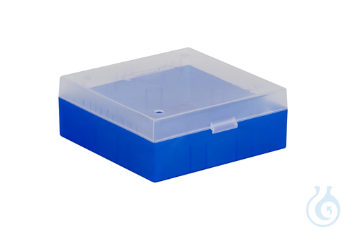 ratiolab® Cryo Boxes, PP, without grid, blue, 133 x 133 x 52 mm