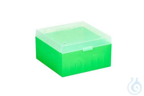 ratiolab® Cryo Boxes, PP, without grid, green, 133 x 133 x 75 mm