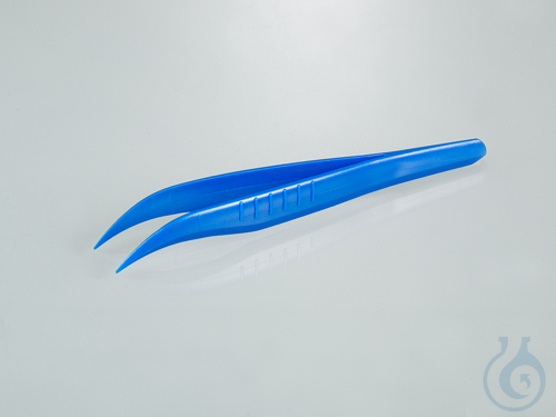Single-use tweezers, pointed/angled, blue, sterile