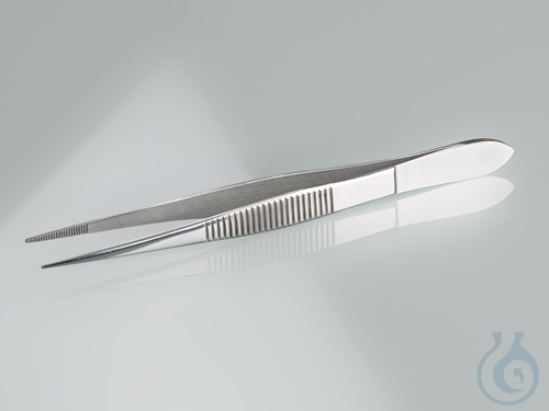 Forceps, stainless steel, sharp, straight, 105 mm