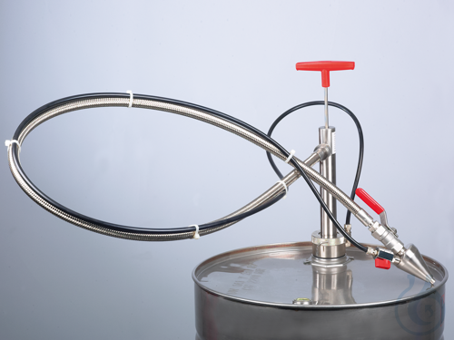 Gas-tight barrel pump 304 w/hose, imm. depth 57 cm