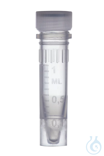 Microcentrifuge Tubes, PP, 1.5 ml, self-standing, screw-cap, O-Ring, steril ized